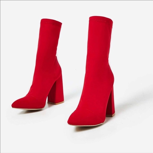 red lycra boots